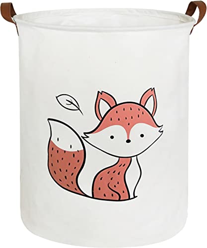 Image of HIYAGON Large Sized Storage Baskets with Handle,Collapsible & Convenient Home Organizer Containers for Kids Toys,Baby Clothing (Red Fox)