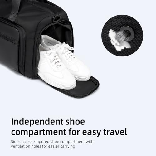 Image of Golden Wolf Duffle Bag with Shoe Compartment | 28L Sports Travel Bag | Water Resistant Polyester | 5 Compartments | Detachable Padded Shoulder Strap | Gym, Travel & Weekend Trips, Black