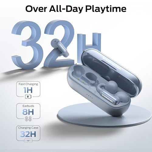 Image of Monster Open AC601 Wireless Earbuds, Comfort Clip-On Bluetooth Earphones, Bluetooth 5.4 Earbuds with Environmental Noise Cancellation, IPX5 Waterproof & Touch Control Wireless Headphones(Blue)