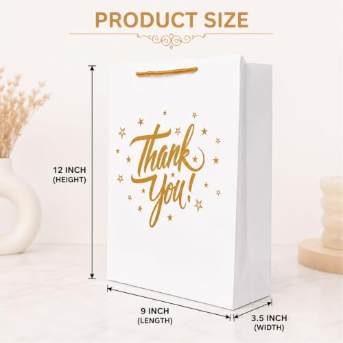 Image of Return gift bag (Thank you Bags) Paper Bags | Birthday Party Return Bag | Wedding Return Gift Bag - Medium size (9 x 12 x 3.5 inch) (White, Pack of 1 (10 bags))