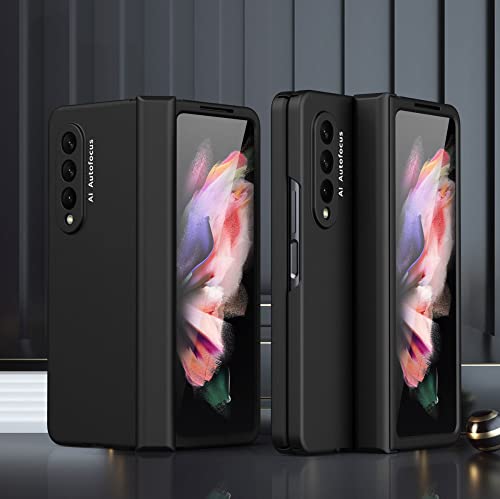 Coque à charnière pour Samsung Galaxy Z Fold 4 3 2 avec verre d'écran noir