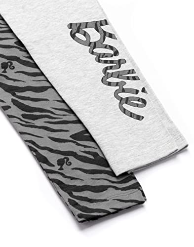 Barbie Leggings 2 Pack Girls Kids Animal Print Grey Black Full Length4