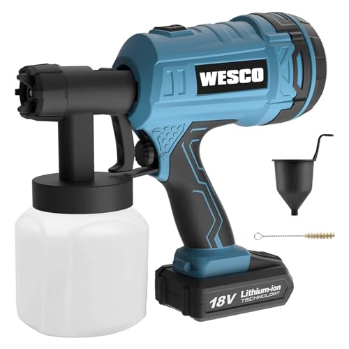 WESCO 18V 2.0Ah Akku Farbsprühpistole HVLP 500ml/min 3 Sprühmuster...