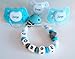 Pack recien nacido 3 chupetes personalizados+ cadena chupete mordedor