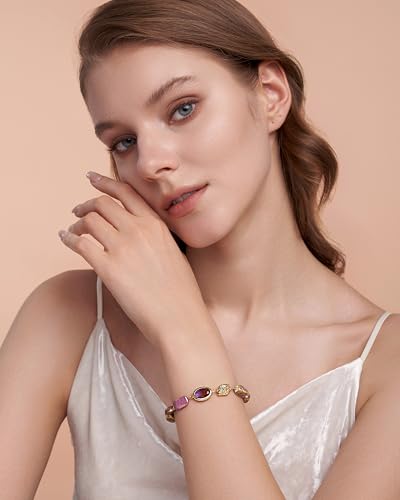 Gold Purple Golden Colorful CZ Cultured Baroque Silk Mother of Pearl Natural Gemstone Statement FULLY ADJUSTABLE Dangle Charms Tennis Bracelet for Women by SNGIA, Stackable Handmade Trendy Multicolor Crystal Jewelry Gifts, Beachy Summer Beaded Healing Protection Vacation Fashion Bracelet Accessories, Delicate Vintage Link Bohemian Nickle Free Station Bangle.2