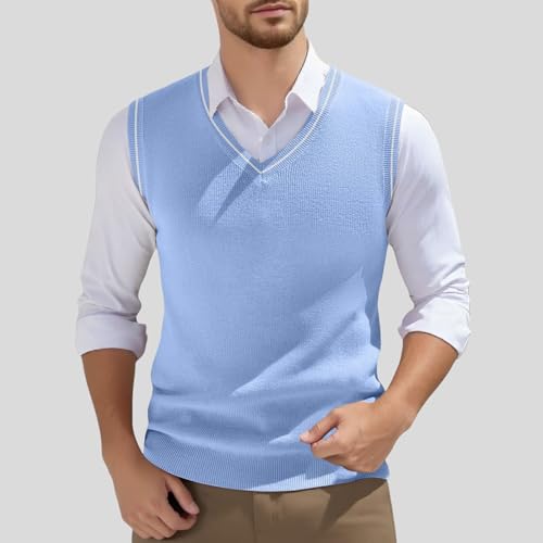 Men's Sleeveless Sweater Vests Comfortable Knitted Spring Style Front V Neck Casual Fashion Knitted Top for3