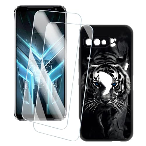 OAGELIM 2�Z�b�g �X�N���[���v���e�N�^�[ + �P�[�X Asus ROG Phone 3 ZS661KL (6.59 �C���`) �Ƃ̌݊������� �A�[�e�B�X�e�B�b�N�J�X�^���v�����g�J�o�[�Ƌ����K���X�t�B���� �X�N���b�`�h�~ (��)