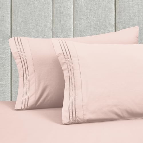 Image of Mocassi Luxury 6-Piece Sheet Set, Ultra Soft 1800 Premium Hotel Quality Microfiber Sheet Set, Fits Mattresses Up to 18 to 24 Inches Extra Deep Pocket - Breathable and Secure Fit, Queen, Blush