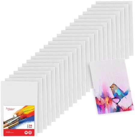 Artlicious Canvases for Painting - Pack of 48, 5 x 7 Inch Blank White Canvas Boards - 100% Cotton Art Panels for Oil, Acrylic & Watercolor Paint