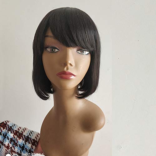 Human Hair Wigs for Black Women 10A Grade Bob Wig for Women 100% Unprocessed Short Wigs for Women Natural Color(10inch bob with bang)