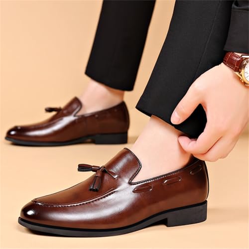 Men's Fashion Tassels Dress Shoes Slip-On Loafers Formal Business Casual Moccasins Driving Leather Shoes2