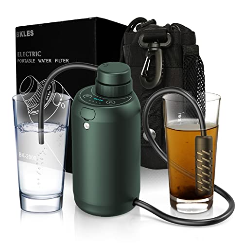 BKLES Electric Water Purifier Survival, 0.01 Micron '5-Stage' Water Filtration System Survival with Emergency Lighting Water Filter for Camping Backpacking Hiking Travel, Green Color BKLES Electric Water Purifier Survival, 0.01 Micron '5-Stage' Water Filtration System Survival with Emergency Lighting Water Filter for Camping Backpacking Hiking Travel, Green Color