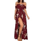 DGKaxiyaHM Robe ImpriméE Aux Femmes Robes Maxi De Plage D'éTé à Imprimé Floral Vandes De Robes Longues en Vrac DéContractéEs, Vin Rouge, XXL