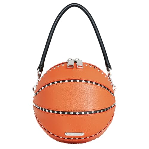 Rebecca Minkoff Basketball Crossbody Bag, Women's Leather Shoulder Purse, Mandarino Orange