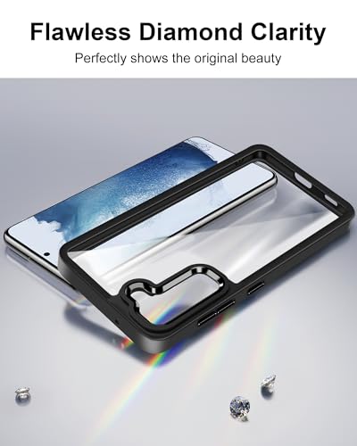 Image of HOOMIL Case for Samsung Galaxy S22 (ONLY, Not Fit Plus, Ultra), Non-Yellowing, Drop Protection, Anti-Scratch Transparent Hard Back Phone Cover - Black&Clear