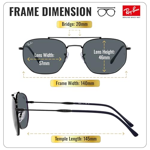 Image of Ray-Ban RB3707 Square-Round Shaped Sunglasses for Men & Women with Official RAYBAN Eyewear Kit