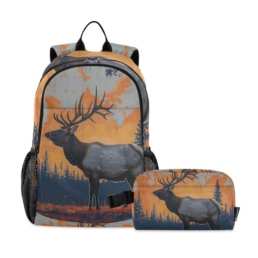Dusk Elk Lightweight Backpack with Lunch Box, Lunch Bag Backpack, Backpack for School Boys, Backpack Teen Girl