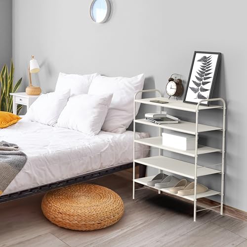 Image of Simple Houseware 5-Tier Shoe Rack Storage Organizer, White