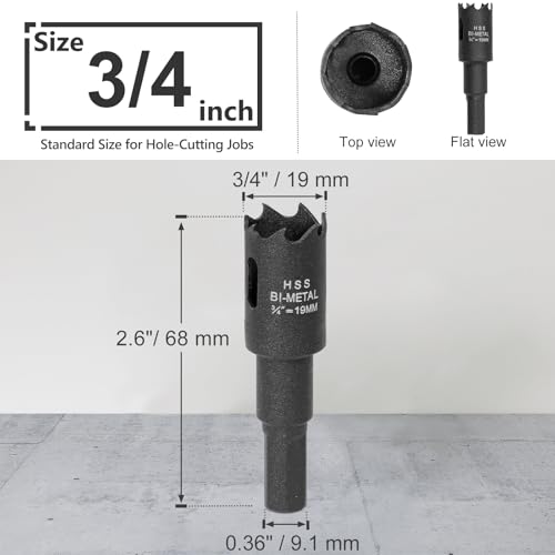 Image of 3 /4 Inch Hole Saw with 9.1mm Triangle Shank Arbor, JTemgle Bi-Metal Hole Saw Heavy Duty Hole Cutting Tool for Cornhole Boards, Recessed Lights, Wood, Plastic, Drywall & Soft Metal