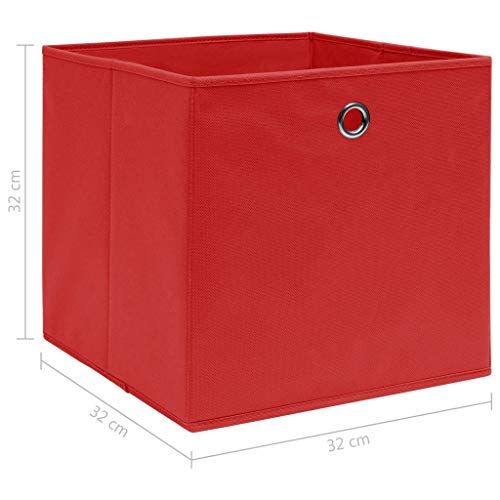 VRAXO Storage Boxes 4 pcs Red 12.6\"x12.6\"x12.6\" Fabric,Household Storage Caddies-5.28lbs - Thumbnail 2