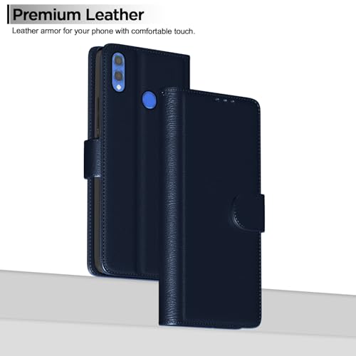 Image of Pikkme Honor 8X Flip Case Leather Finish | Inside TPU with Card Pockets | Wallet Stand and Shock Proof | Magnetic Closing | Complete Protection Flip Cover for Honor 8X (Blue)