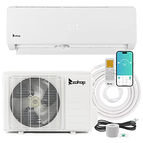 Winado 12.000 BTU Mini inversor de aire acondicionado dividido, 19 SEER 230 V de ahorro de energía sistema de CA con condensador precargado, bomba de calor, control remoto WIFI, kit de instalación, se