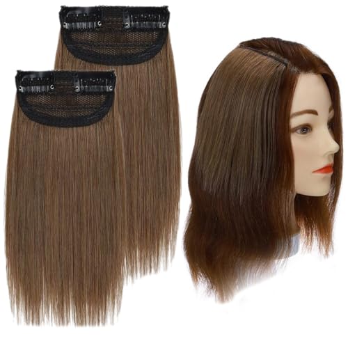 Image of Real 100% Human Hair 2Clip Extension Remy Straight Side Bangs Patch To Add Side Hair Volume DarkestBlonde Color Highlights | Soft Natural Looking Reusable Lightweight Clip Extension for Daily Use, Styling & Party Causal Wear | 8inch Hair Length (1pc)
