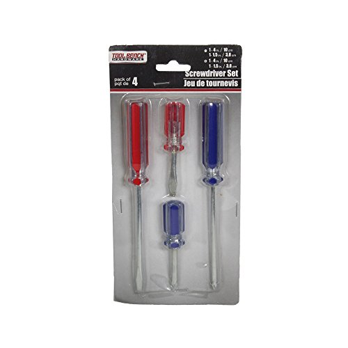 Tool Bench Hardware' 4 Pack Screwdriver Set // 4" & 1.5" Slotted and