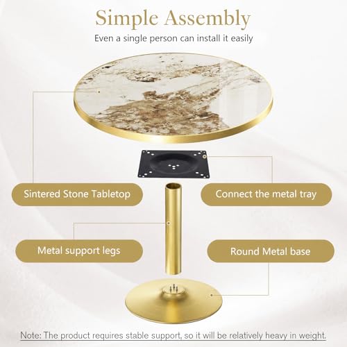Image of 31.5 inch Tulip Table, Small Round Dining Table, Marble Bistro Table | 1.2 inch Marble Tabletop, Waterproof\Heat Resistant\Scratch Resistant\Easy Clean\Stable\Restaurants\Small Spaces\Marble Gray