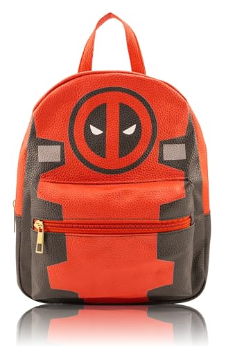 Marvel Deadpool Mini Backpack for Kids & Adults | 10 PU Leather Marvel Backpack Purse Featuring Deadpool | Toddler Travel Bag Small Backpack Bookbag for School Travel or Everyday Use | Ages 3+