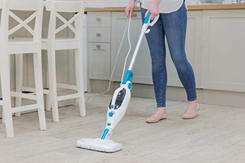 Russell Hobbs RHMSM3101 Neptune Steam and Clean 1400W Multifunctional Steam Mop, 11 in 1, Kills 99.9% Bacteria, 300ml Water Tank, White & Aqua