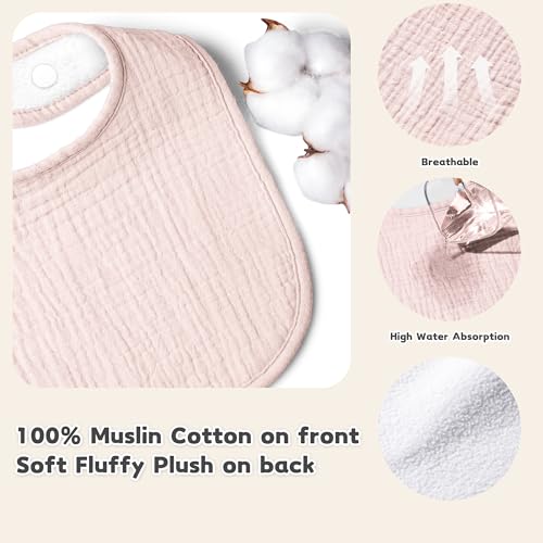 Image of Susurration Muslin Baby Drool Bibs 10Pack Soft Square Adjustable Bandana Bibs for Unisex Baby Girls & Boys