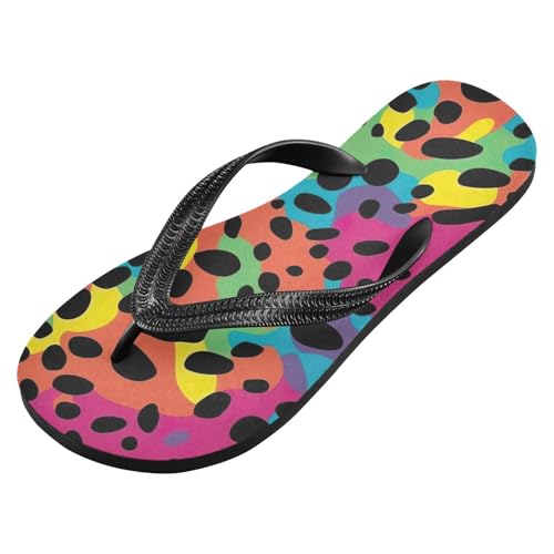 Colorful Leopard Beach Summer Casual Flip Flop Sandals Non-Slip Quick Dry for Women Men 214A4566