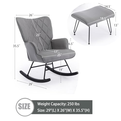Sillón con Ottoman Plegable Gris miniatura 2