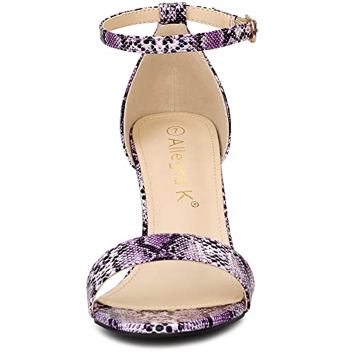 Allegra K Women's Snakeskin Heels Chunky Heels Ankle Strap Sandals2
