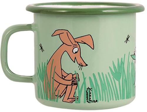 Taza Moomin verde esmaltada 250ml con personajes miniatura 3