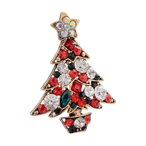 CanVivi Fashion Christmas Tree Brooch Pin Christmas Inlaid Rhinestone Brooch Pins Scarves Shawl Clip for Women Girls,Christmas tree Cover