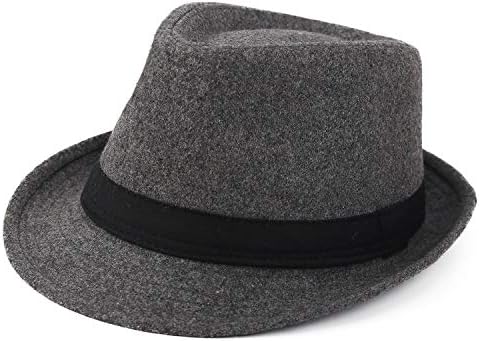 Melesh Unisex Classic Trilby Fedora Hat (Dark Grey)
