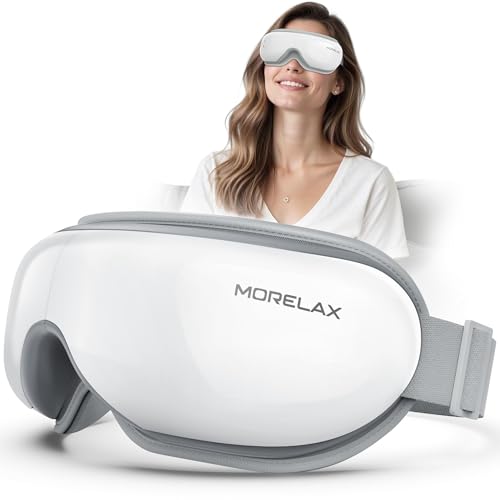 Morelax Eye Massager with Heat & Bluetooth Music, Birthday Gifts for Women, Reduce Eye Strain, Headache Relief and Improve Sleep, Eye Care Device for Migraine Without Display - White