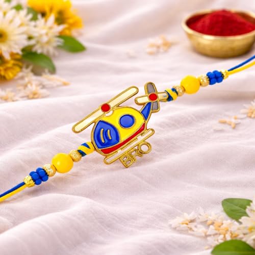 Image of Riddhika Ventures Premium Multicolour Meenakari Stylish Kids Rakhi Gifts for Brother, Sister with Roli Chawal and Greeting Card
