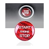 ontto Carbon Fiber Car Engine Start Stop Button Cover fit for Land Rover Discovery Sport Range Rover Evoque Velar Ignition Push Switch Sticker Auto Protective Interior Accessories Decoration Red