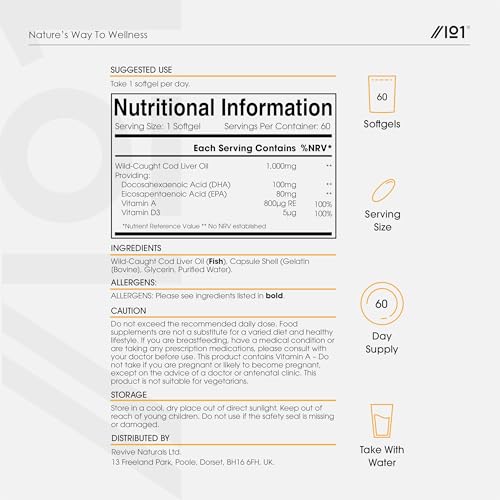 Cod Liver Oil 1000mg – 60 Softgels – Wild-Caught & Cold-Pressed - Source of Omega-3 Fatty Acids – Rich in Vitamins A & D3 – Immune Health + Vision Support – 2 Months Supply by Alpha01 - Image 4