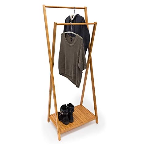 Relaxdays Bamboo Coat Rack with Shoe Shelf Cover