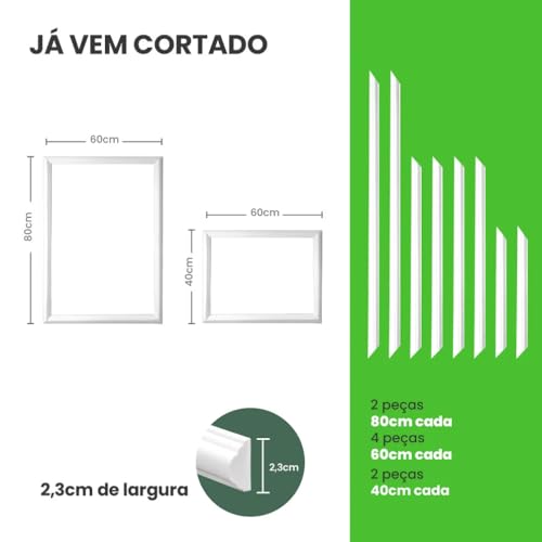 Kit Boiseries EVA Autocolante Meu Rodapé MRP - Moldura Decorativa Clássica Roda Meio Rodameio Revest