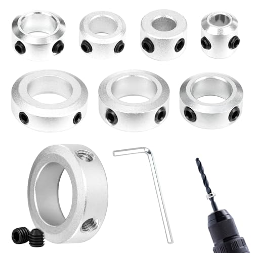 8 Stück Tiefenanschlag für Bohrer, 4/6/8/10/12/16/18/20 mm Tiefenanschlagringe Set mit Sechskantschlüssel, Stellring, Tiefenstopp für Bohrer, Bohrtiefenbegrenzer für Bohrer Holzbearbeitung