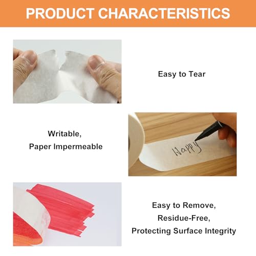 Image of Masking Tape 1.38 inch 55 Yards 4 Pack Versatile Adhesive Painting Tape for General Purpose Use, Easy-Remove, Ideal for Labeling Painting,DIY,Art,Home,Office,School Total 220 Yards