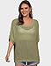 UEU Crochet Tops for Womens Summer Short Sleeve Mesh Knit Ribbed Sweater Shirts Beach Swim Wear Cover Ups Hollow Out Bikini Coverups Spring Fashion Clothes M Olive Green