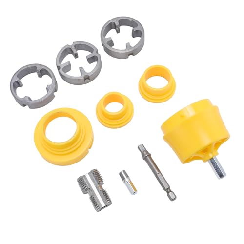 Eujgoov Kit de Enhebrador de Tubos PPR, Acero de Aleación con Diseño de Doble Cabeza, Herramienta de Enhebrado de Tubos Compatible con Taladro Eléctrico para Entusiastas de la Artesanía
