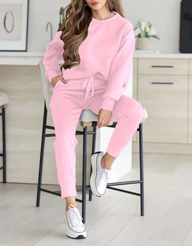 HBQ Sweatsuits For Women Sets 2 Piece Outfits Crewneck Sweatshirts Pullover Tops And Jogger Pants Tracksuits Lounge Set4