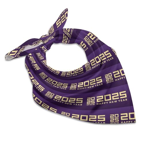 Csemeie Happy New Year 2025 Bandana Hair Scarf Headband Adjustable Neckerchief for Men Women Decor